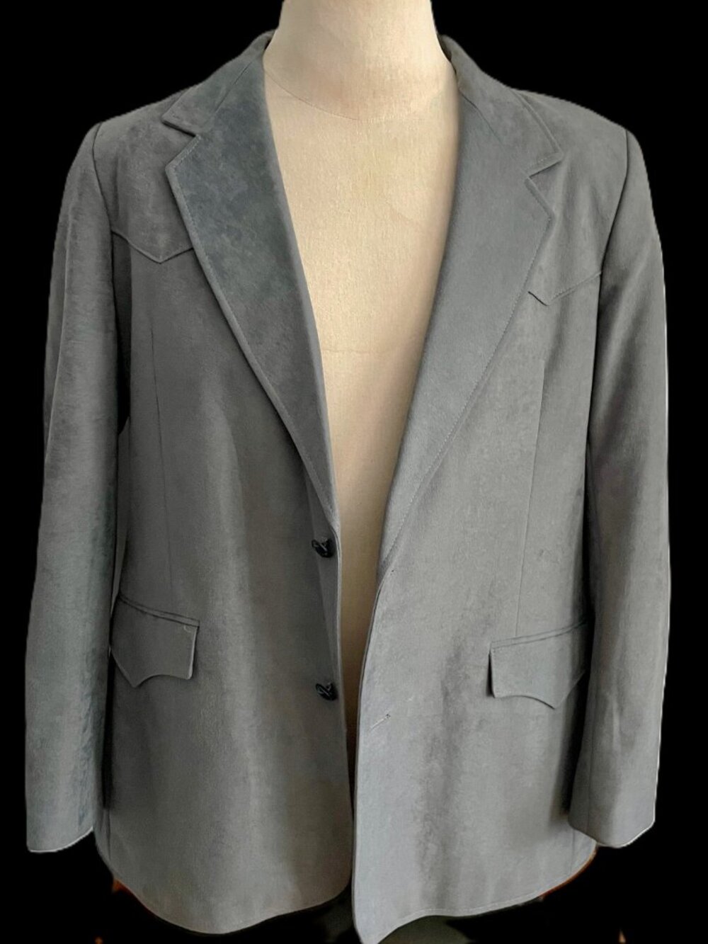 Pioneer Wear Vintage Slate Gray Western-Style Men's Sport Coat Blazer 46L